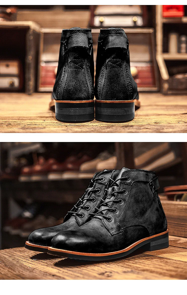Retro Rundzehen-Stiefeletten Herbst Winter Punk Street Style Motorradstiefel Cowboy Luxus Punk Street Style Herren Motorradschuhe – Detail 10
