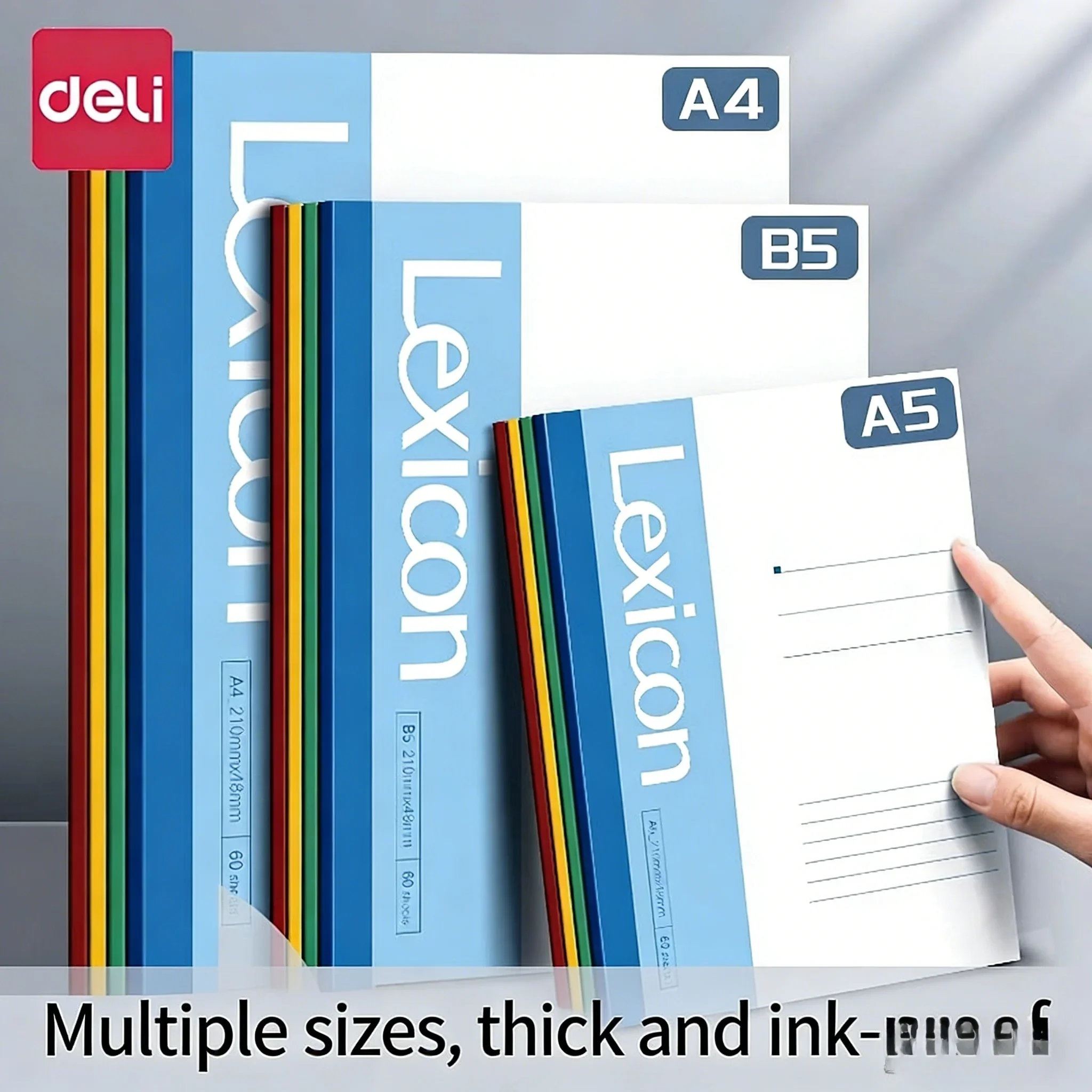 deli-7650-a5-soft-cover-notebook-wire-free-binding-diary-notepad-exercise-book-30-40-50-60-80-pages-office-school-stationery