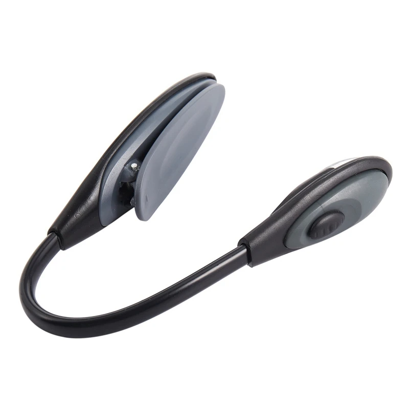LICE-3X Mini Flexible Clip-On Bright Booklight LED Travel Book Reading Lamp White Light Book Holder Gray