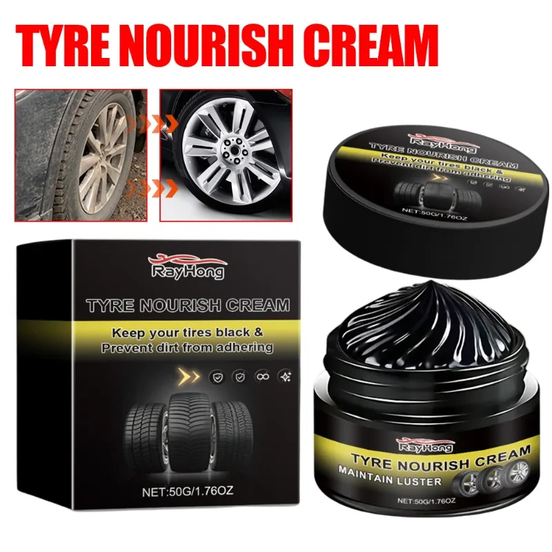 50g Universal Car Tyre Retreading Wax Tire Shine Coating Long Lasting Stain Remover Cleaner Cars Tyre Maintenance Accessories