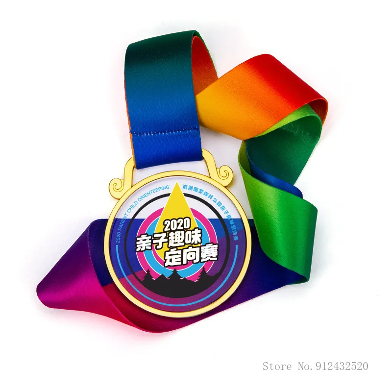 Universal Metal Marathon Medal, Acrylic UV Printing, Commemorative, Running Games, Competition Decorations for Home, Zinc Alloy