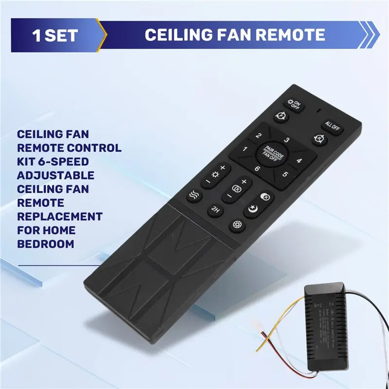 DT39 Ceiling Fan Remote Control Kit, 6-Speed Adjustable Fan Remote Replacement for Bedroom Living Room
