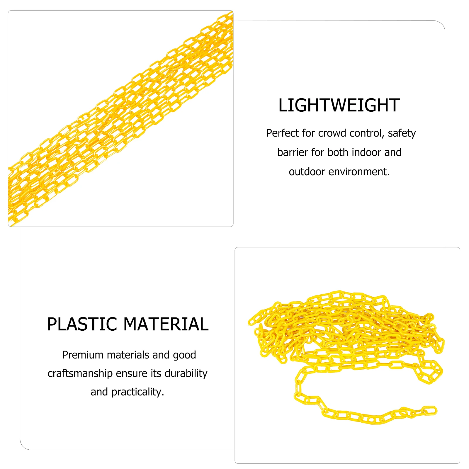 

10M Yellow Plastic Safety Chain Weather Resistant Security Chain For Road Traffic Crowd Control Barrier Use