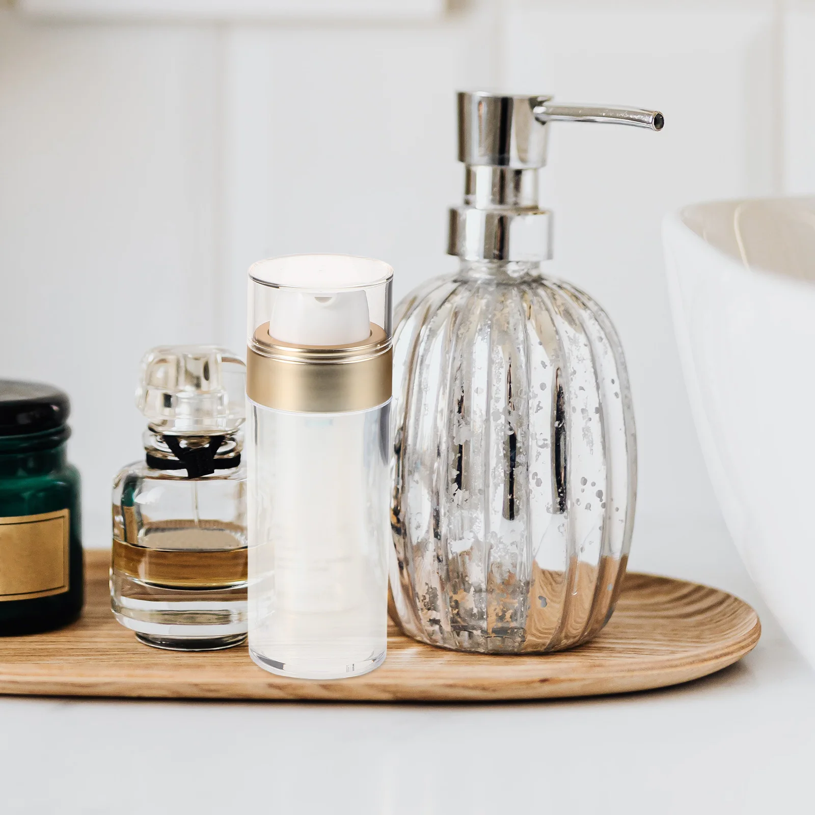 

2pcs Airless Pump Bottle Size Containers Refillable Moisturizer Container Leakproof Design for Skincare Creams Foundation