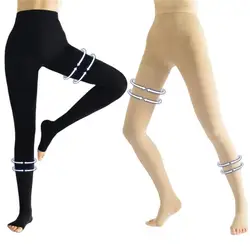 Open Toe Compression Thigh High Pantyhose 20-30mmHg Graduated Medical Compression Stockings Leg Support for Varicose Veins Edema