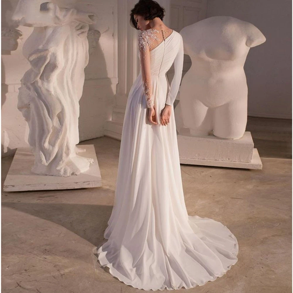 Robe de mariée en mousseline de soie simple, vintage, sans bretelles, un patient initié, quel que soit le côté, robes fendues, élégante, éducative, 2024, 2023