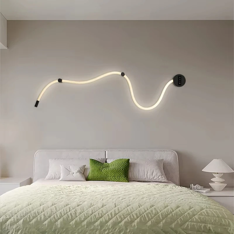 

Modern Minimalist Living Room with Luxurious Lines Silicone Note Wall Lamp Nordic Minimalist Creative Art Bedroom Bedside Lamp