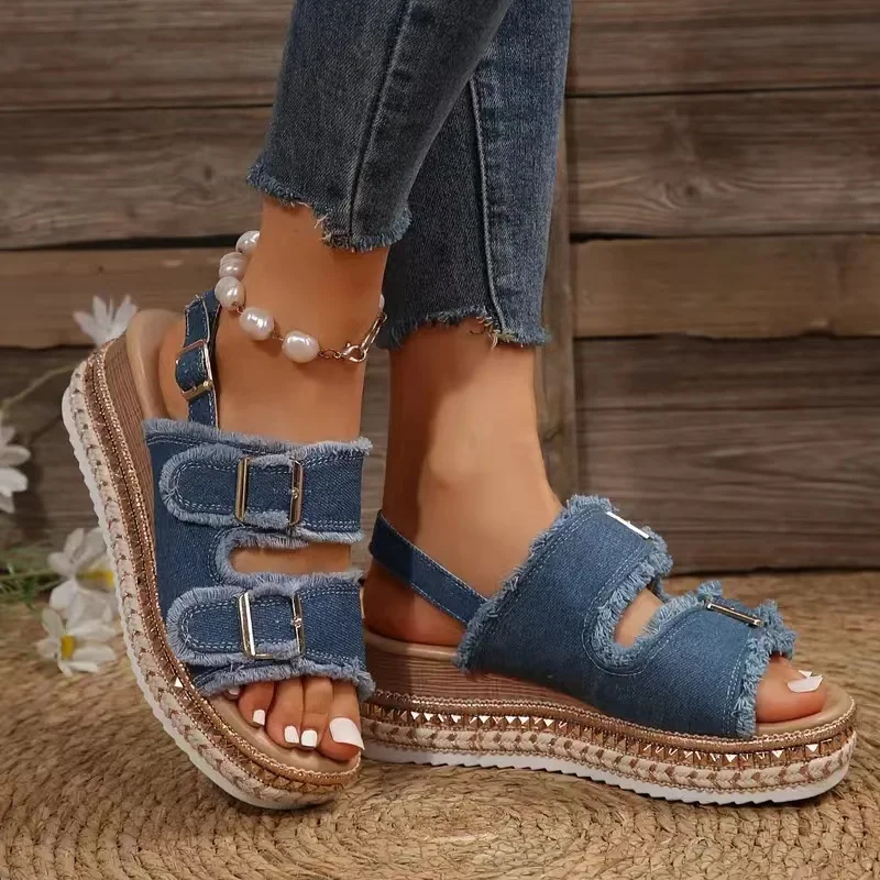 

Women Wedge Sandals 2024 Summer Beach Sandals Non-slip Clogs Fashion Platform Sandals Platform Shoes for Women Zapatos De Mujer