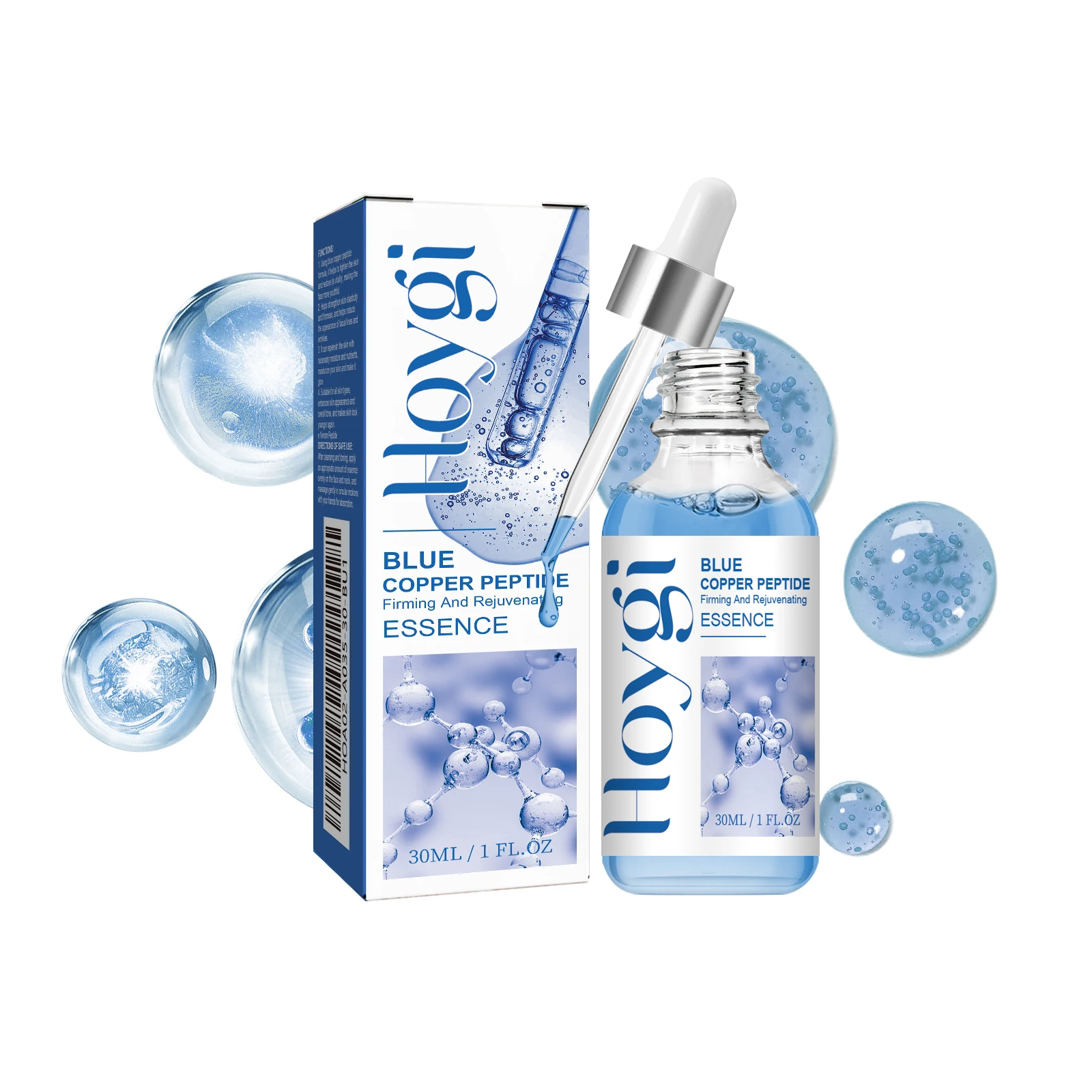 Blue Copper Peptides Face Serum Collagen Renewal Boosting Reduce Wrinkles Firming Skin Plumping Moisturizing Anti-Aging Essence