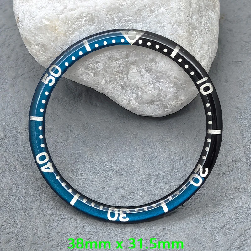 NH35 Case Bezel Ring 38mmX31.5mm Flat Resin Aluminium Bezel Fits SKX007 SKX009 SRPD Case NH36 NH35 Movement Watch Repair Parts - view 3