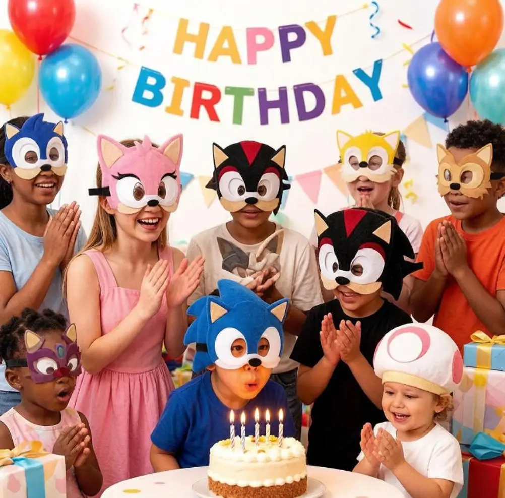 

Набор из 12 фетровых масок персонажей Sonic/Tails/Amy/Shadow/Silver/Blaze для взрослых и детей: маски-накладки на глаза в виде ежиков для вечеринок и выступлений, подарки