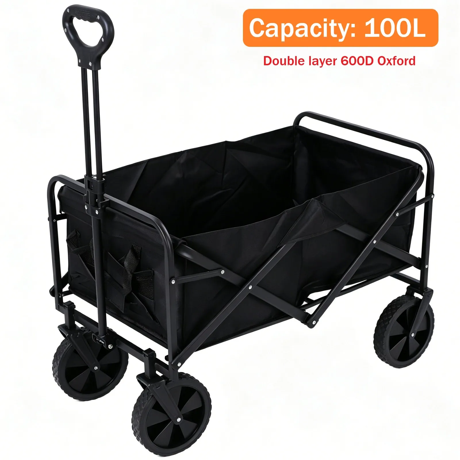 Carrito de Camping Portátil, Capacidad de Carga de 165 lb, Carrito Resistente con Mango Ajustable, Plegable, para Playa, Jardín, Picnic, Pesca