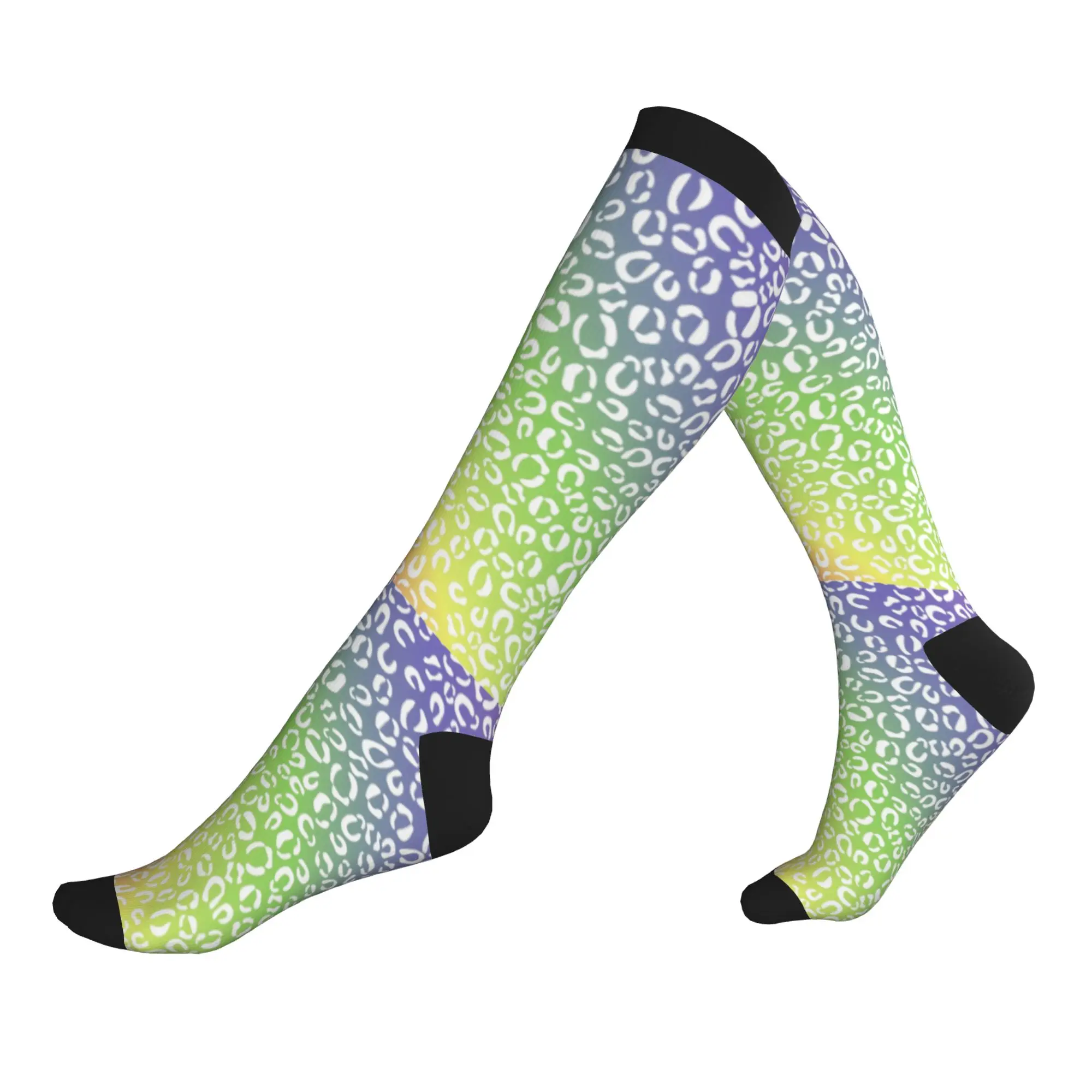

Cute Rainbow Leopard Animal Print Socks Women Men Warm 3D Printing Basketball Sports Socks