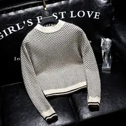 Kore moda sonbahar kış yeni kazak erkek o-boyun balıksırtı yüksek sokak rahat uzun kollu gevşek kazaklar örme Tops