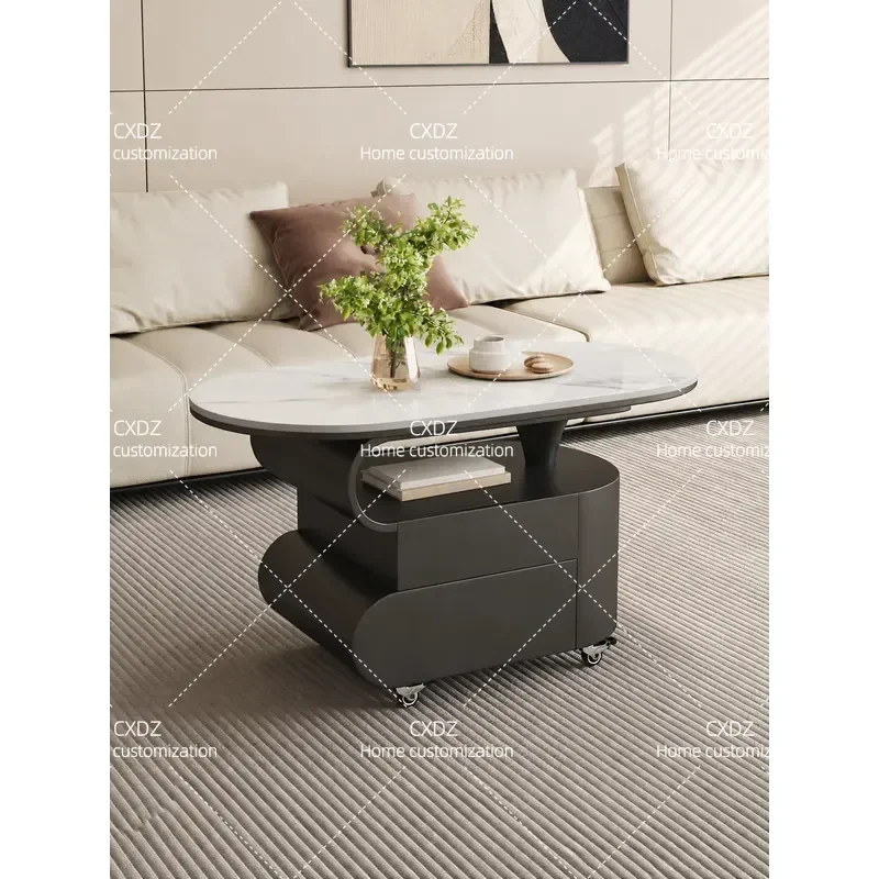 Yiyou modern simple style living room home sofa coffee table new movable advanced design rock slab cart side table