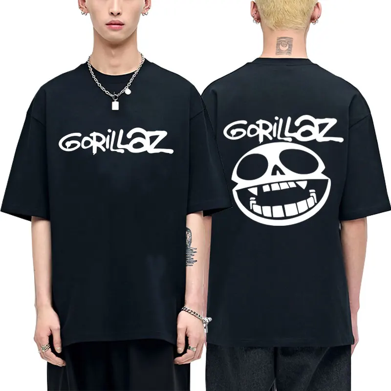 

Best Famous Rock Band Gorillaz Graphic T-shirt Unisex Vintage Casual Cotton T Shirts Men Hip Hop Fashion Oversized Streetwear