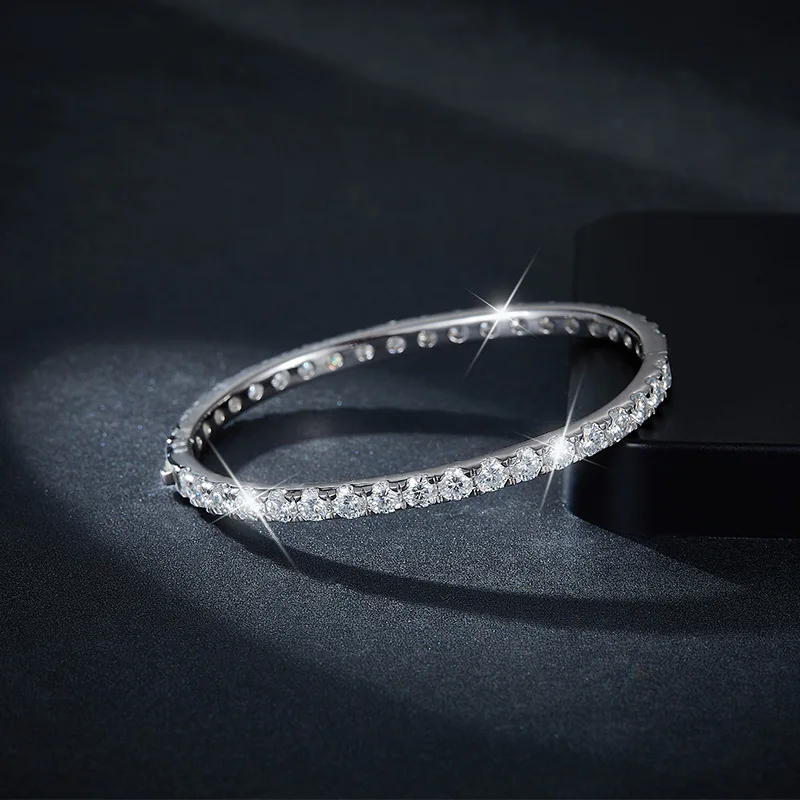 4mm D Color Moissanite Tennis Bracelet 925 Sterling Silver Plated White Gold Bracelet for Women Man Sparkling Party Jewelry