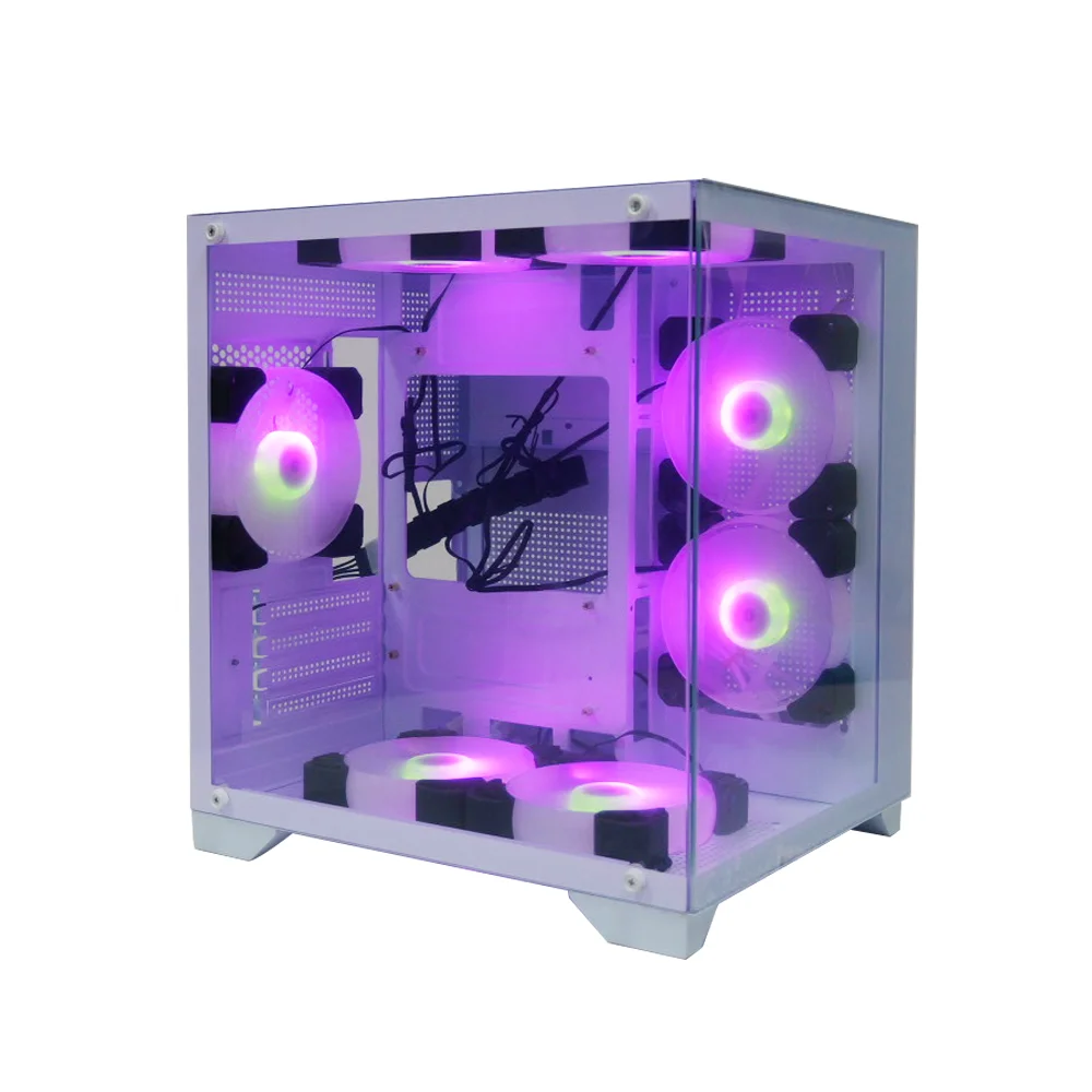 MANMU Tempered Glass Game Case M-ATX/Mini-ITX Desktop Pc Case Cpu Case Gaming Case Pc Gaming Computer For Pc With 7 Fan
