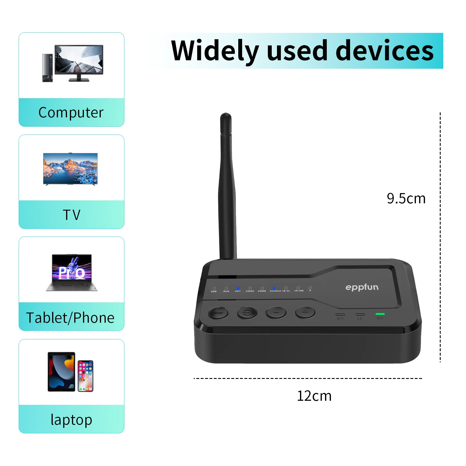 Nadajnik Auracast LE Audio LC3 Bezstratny nadajnik audio Bluetooth 5.4 o niskim opóźnieniu, bezprzewodowy adapter stereo Type-C — zdjęcie produktu 4
