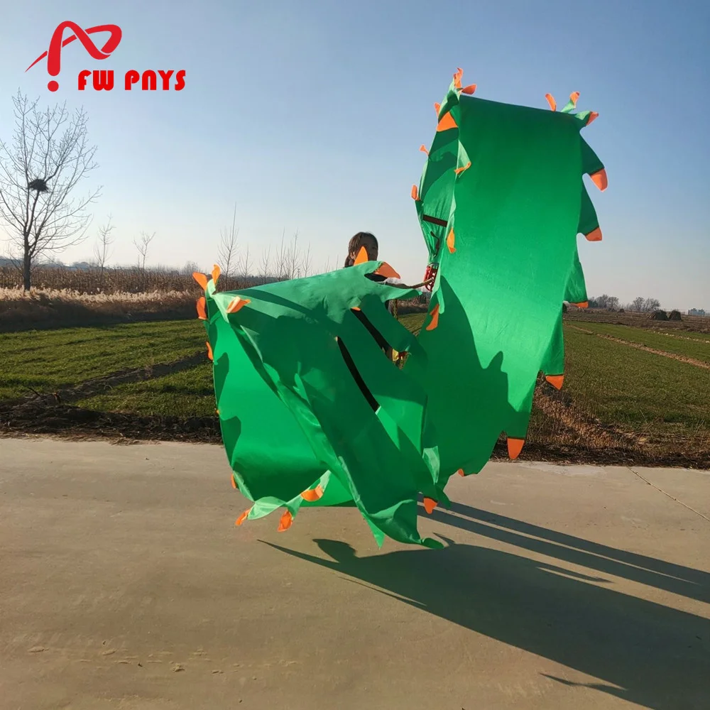 

8 м, расширенные 80 см, китайский танец, хвост дракона, шелковая лента, аксессуары для взрослых, простые цвета, оранжевый, зеленый (не включает голову дракона)