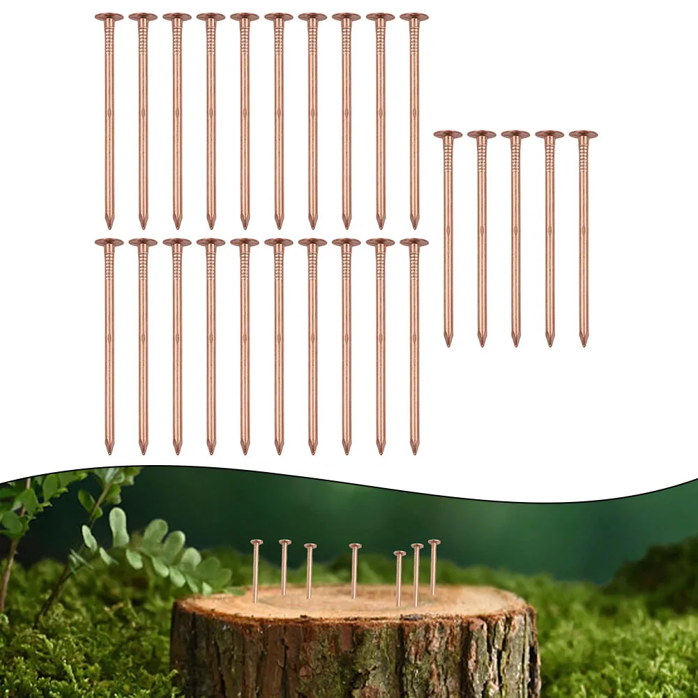 25pcs 3 Inch Copper Nails For Tree Stump Removal Spikes Killing Unwanted Plants Gardening Hardware Tool