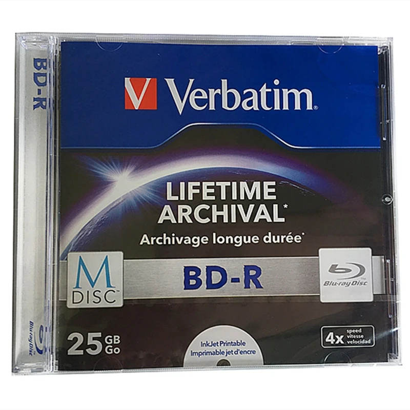 Sell 5Pcs Verbatim MDisc M-Disc Blu Ray BDR Blu-Ray Disc BD-R 25GB Lifetime Archival Injet Printable 4X Archivage Longue Duree