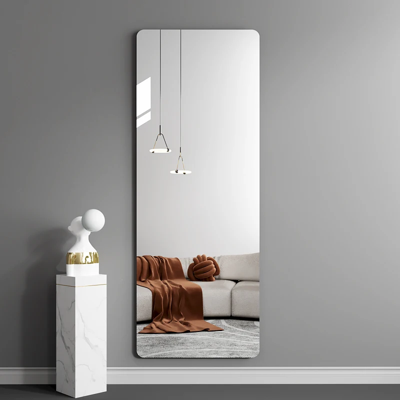 

Full-Length Glass Mirror Self-Adhesive Wall-Mounted Home Dormi Hanging High Defn Dring Mirror for Personal Use