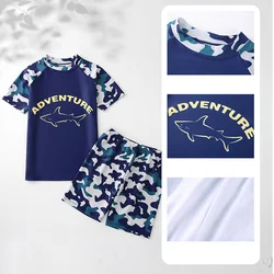 2023 Children's Swimsuit Boys Short-sleeved Split Sunscreen Baby Professional Training Quick-drying Swimwear Men