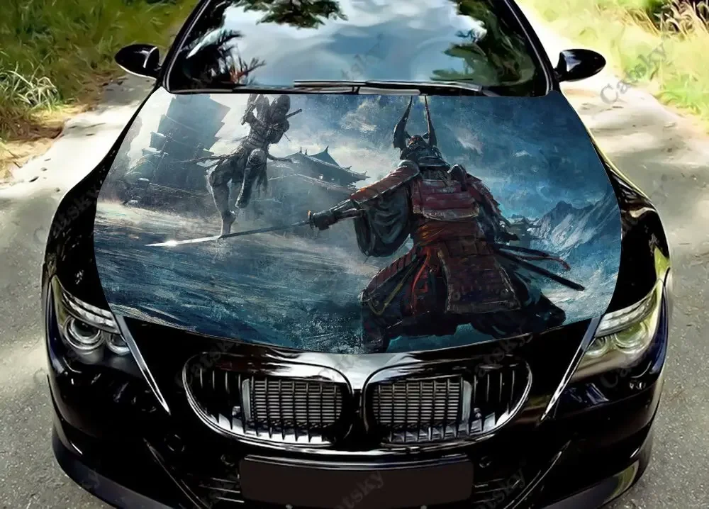 

Japanese Samurai Car Hood Wrap Color Vinyl Sticker Decal Truck Graphic Bonnet Custom Auto Accessories Body Decoration Wrap Cover