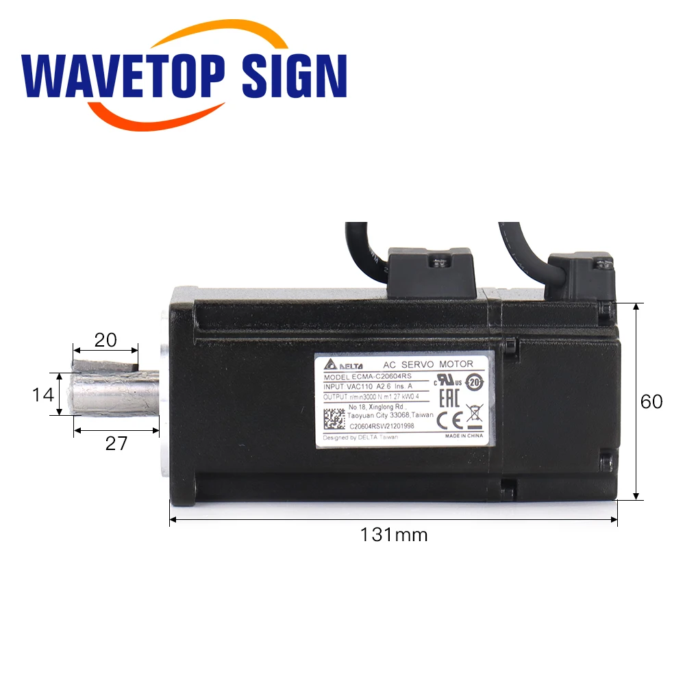 WaveTopSign 400W AC محرك سيرفو سائق أطقم 1.27N.m 3000rpm B2 Series ASD-B2-0421-B+ECMA-C20604RS مع كابل 3m