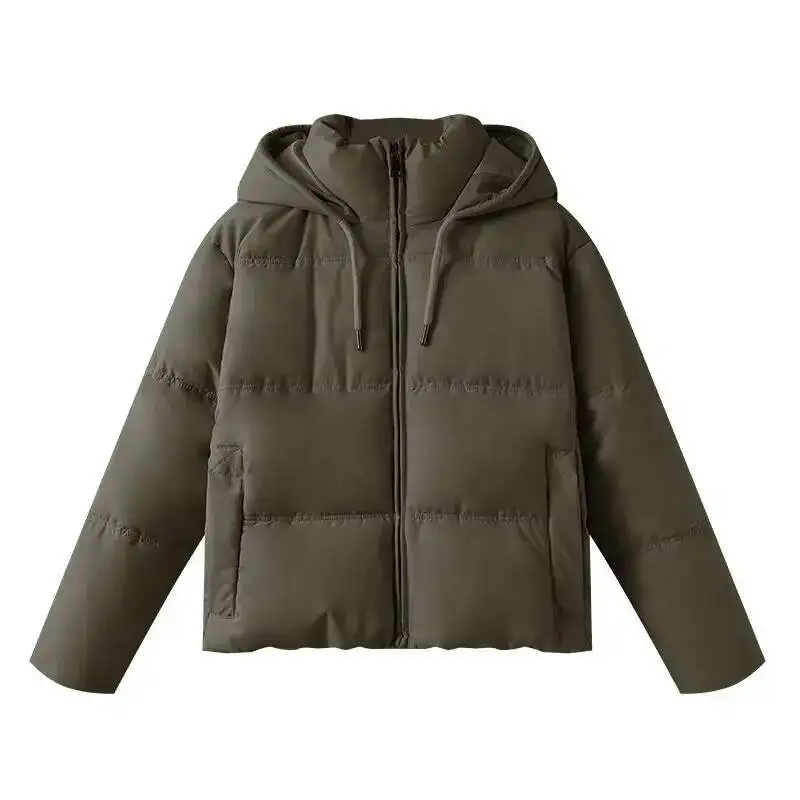 Autumn And Winter Women's Slim-Fit Warm Zip-Up Hooded Jacket Stylish Multifunctional Loose-Pocket Cotton Outwear