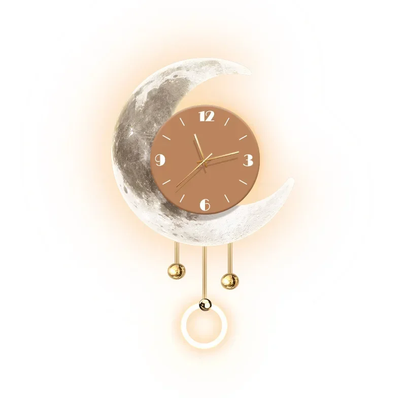 Light luxury living room clock hanging picture TV background wall grille creative clock wall lamp painting dining room