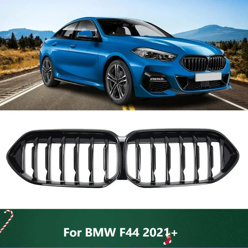 

New！Front Kidney Bumper Grill for BMW F44 2021+ Grille 2 Series Gran Coupe Glossy Black ABS Plastic Dual Slats Car Racing Grille