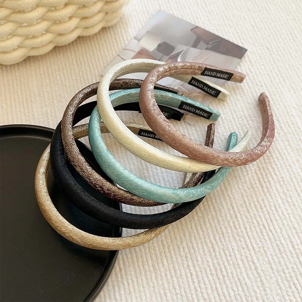 Upscale Pure Color Satin Sponge Headbands Fashion Hair Accessories Women Temperament Trend Thin Edge Hairband Hair Band Girl New