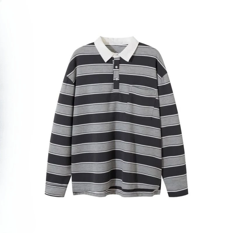 

Retro Buttoned Pullover High Quality Tops Bulk Korean Luxury Mens Polo Shirts Cheap Clothes Sale Aesthetic Emo Male Sweatshirts