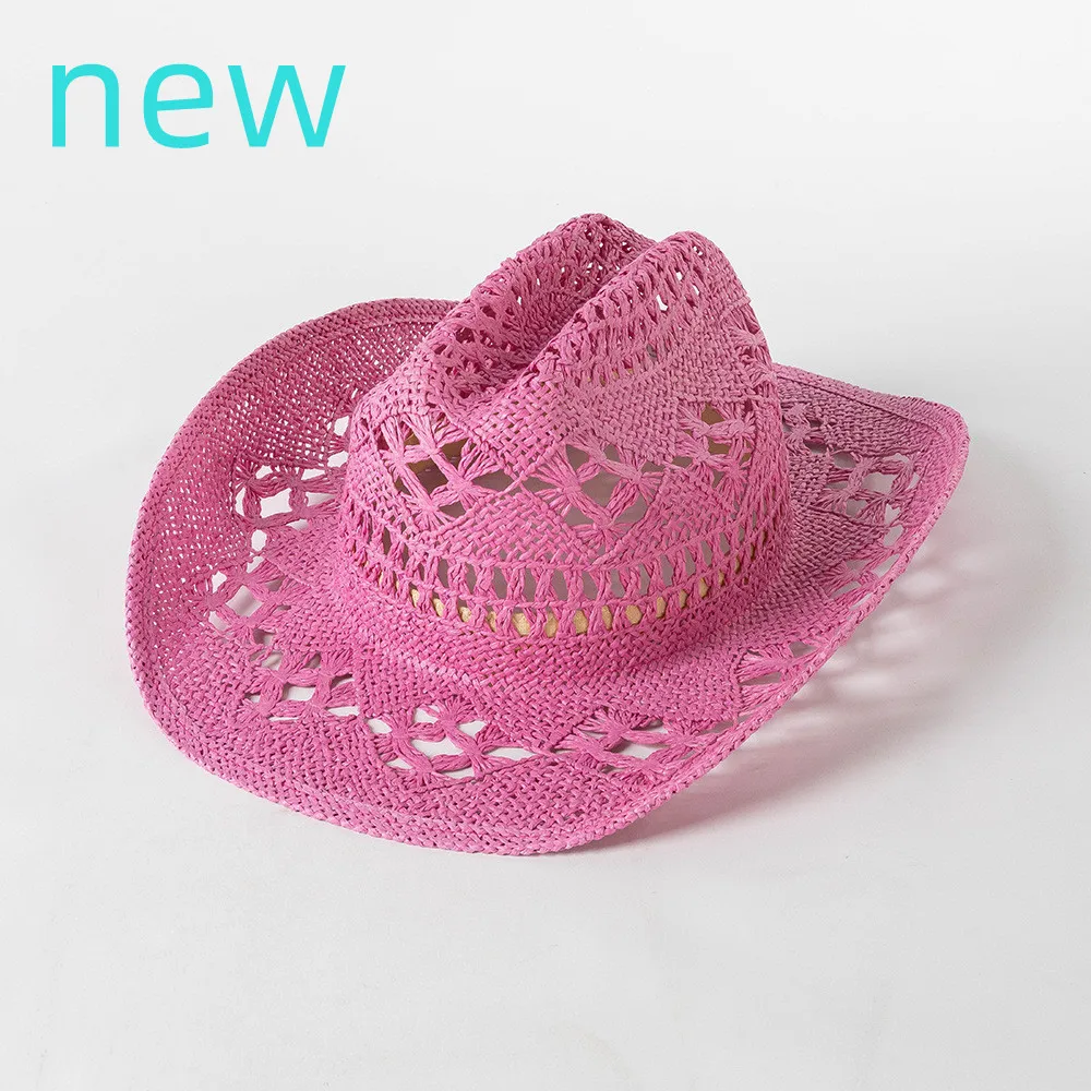 NONE 2024 neue orange Western Cowboyhut Sommer Outdoor Reise Visier Hut für Männer und Frauen Retro Gentleman und weibliche Cowboy Strohhut 7
