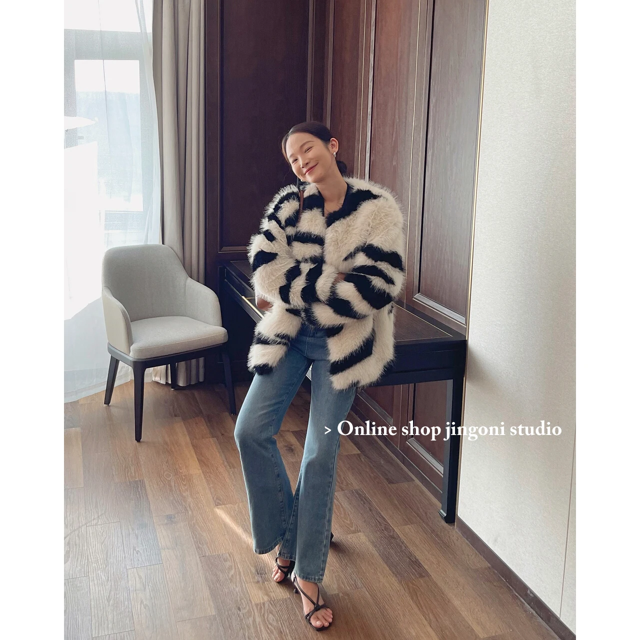 2022 Women Plaid Zebra Faux Fur Teddy Jackets Blazers Trench Coats Y2k Clothes Parkas Winter New Oem Stylish Cardigans Tops Warm