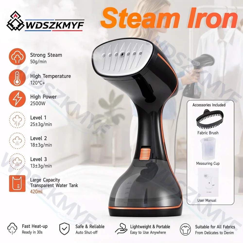 Portable Clothes Steamer 3 Modes LCD Display Vertical Flat Ironing Handheld Garment Steam Iron Home Travel Wrinkle Remover