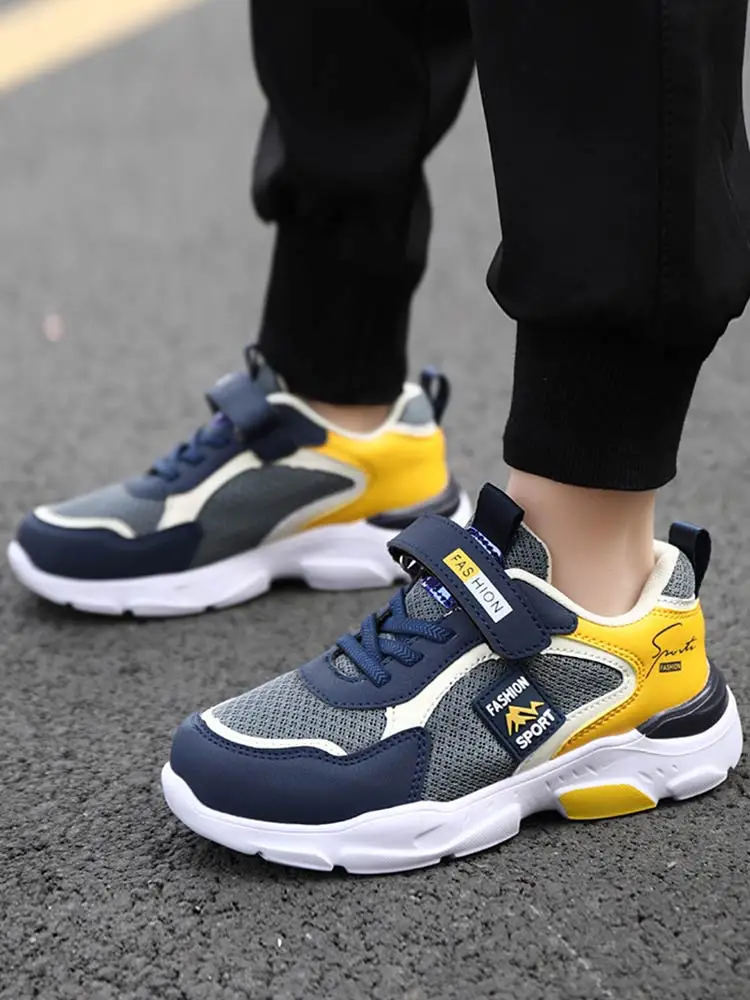 Summer Children Boy Sneakers Breathable Non-slip 8 to 14 yellow Primary School Shoes Kids 7 to 12 years old Teenager Men Spring