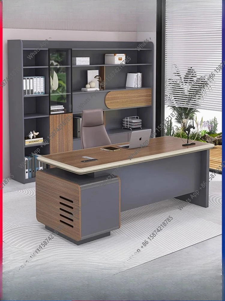 

Boss Office Desk and Chair Combination Office Chairperson's Desk Modern Simple Supervisor Single Large Desk