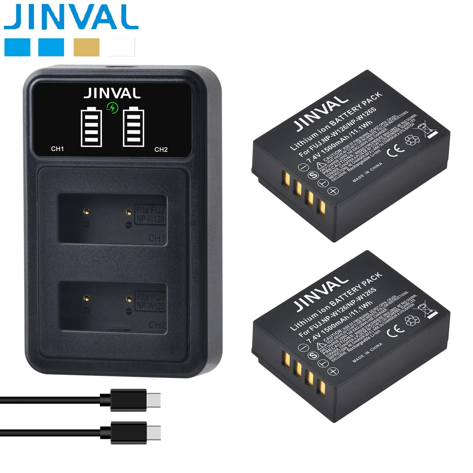 JINVAL NP-W126 Battery NP-W126S W126 W126S Camera Batteries + PD20W Fast Dual Charger For Fujifilm X-S20、X100VI、X-T5、X-T4