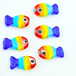 5pcs Cute 3D Rainbow Lampwork Glass Fish Beads Charms Perfect for DIY Bracelets, Necklaces & Earrings Keychain Accessories