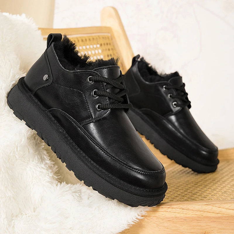 Zapatos térmicos para la nieve para hombre 2025, fáciles de quitar y antiviento, ideales para cenas de Acción de Gracias y aspecto informal elegante