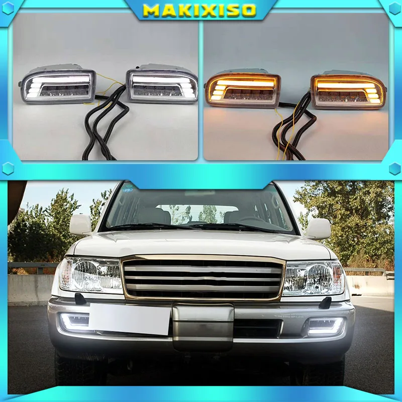 

A pair Modified front fog lamp For Toyota Land Cruiser Fj100 LED With Lens Front Bumper lamp Daytime Running Light