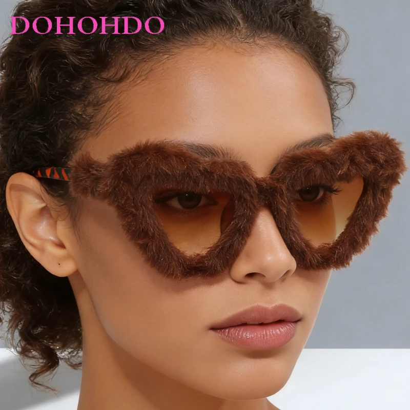 

Fashion Cute Lint Heart Decorate Cat Eye Women Sunglasses Brand Designer Men Sun Glasses Y2K Summer Party Travel Eyewear UV400