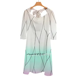 Demon Shinobu Kocho Haori Pattern Square Neck Dress Sweet Summer Dress Women Elegant Halter Print Dress Anime Manga Anime