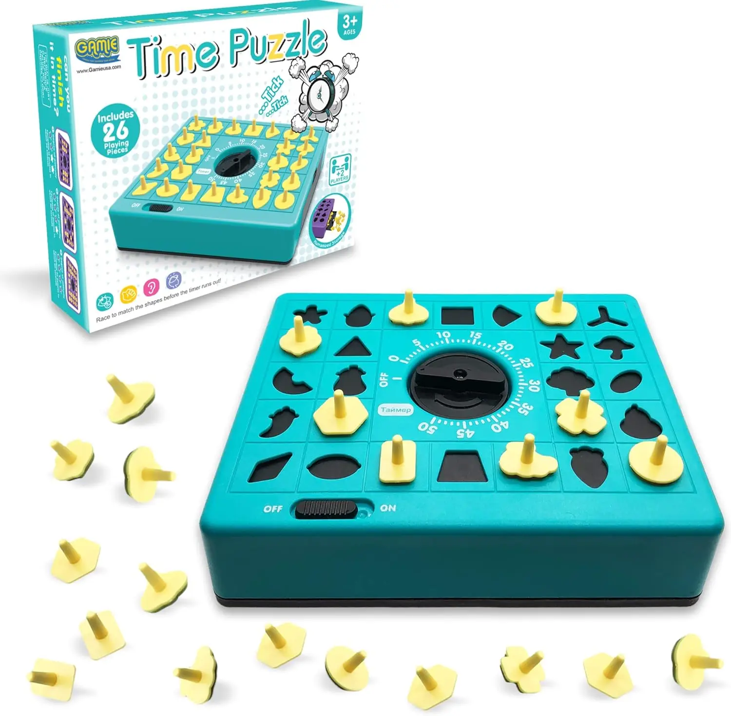 Form-Matching-Spiel 26-teilig, Zeitpuzzle-Lernspielzeug, verbessert die Konzentration, Hand-Auge-Koordination, für Kinder