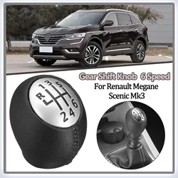 6 Speed Gear Shift Knob Leather Handleball For Renault Megane 3 III Scala CC Spain 2008 2009 2010 2011 2012 2013 2014 2016 2017