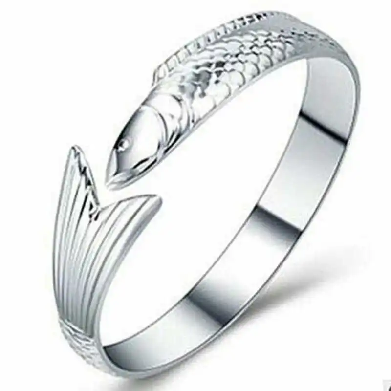 

silver fish bracelet Jewelry Lucky Fish Bracelet Bangle for Women Open Bangle