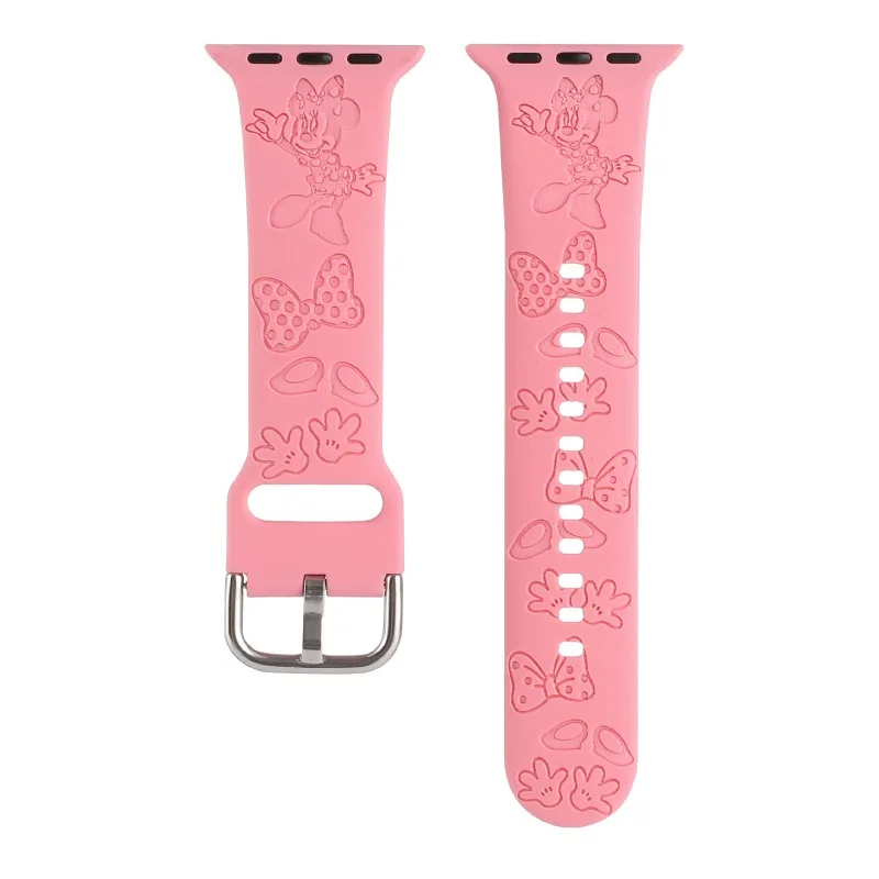 Disney Minnie Watchband Strap for Apple Watch Band 45mm 44mm 42mm 41mm 40mm 49mm 40 Mm Anime Bracelet Iwatch Series Ultra 2 9 7